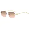 Gafas de Sol Sin Marco de Metal con Borde Cortado Estilo Nuevo 2026 para Mujer, Gafas de Moda Cuadradas de Gama Alta, Gafas de Sol con Protección UV Europeas y Americanas para Hombre