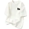 Camiseta de Manga Corta con Estampado de Letras 'Hi' Simple de Seda de Leche para Hombre, Verano Holgada y Versátil Casual Manga Media Ins