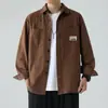 Camisa de trabajo de manga larga para hombre, estilo primavera y otoño, 100% algodón, versión holgada informal, camisa de negocios sin planchado, chaqueta para hombre