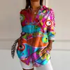Camisa de manga de siete puntos con hombro descubierto para mujer transfronteriza, tendencia de verano europea y americana, estampado floral, impresión 3D