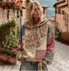 Otoño e Invierno 2025 Estación Independiente de Amazon Transfronteriza Nuevas Blusas Sudaderas con Capucha Estampadas de Manga Larga con Cordones para Mujer Europeas y Americanas
