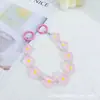 Corrente de Celular Pingente Flor Gota de Óleo Bolsa de Fone de Ouvido Capa de Celular Decoração Pendente Chaveiro de Mala Carro Corrente de Contas DIY