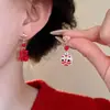 Pendientes de plata con forma de serpiente y lazo rojo de Año Nuevo con la palabra Fu, ligeros y lujosos, estilo retro, nuevos pendientes chinos de alta gama.