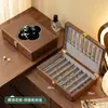 Caja de Joyería de Madera Maciza Estilo Medieval, Lujo Ligero y Sensación de Alta Gama, Caja Exhibidora para Anillos, Pendientes, Pulseras, Caja de Almacenamiento de Joyería Multifuncional