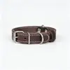 Accesorios de acero inoxidable, collar de cuero, collar de cuero genuino, collar para mascotas, piel de vacuno de plena flor de primera calidad, suave y cómodo para perros