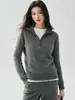 Suéter Casual Simples de Meio Zíper para Mulheres, Outono de 2026, Modelagem Solta, Gola Alta, Suéter de Tricô Cashmere