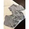 Novo Estilo de Pijama de Verão Ins para Mulheres, Shorts de Manga Curta, Parte de Baixo Cinza, Estampa Pequena de Cereja, Conjunto de Roupa de Casa Estilo Coreano para Meninas