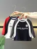 1511 Camiseta de Manga Larga para Niños Nueva Primavera y Otoño Estilo Coreano Tops de Motocicleta para Niños, Moda Ropa Interior de Primavera para Bebés