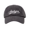 Gorra de béisbol gris de alta gama estilo similar a Li zhien con bordado de letras Andyou para mujer, estilo retro coreano con visera