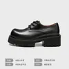 Sapatos Derby de Couro de Primeira Camada com Solado Grosso para Homens, Novos Sapatos de Couro Modernos que Aumentam a Altura, Sapatos Casuais Versáteis Pretos com Solado Grosso, Estilo Britânico