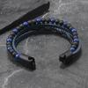 Moda Europea y Americana Pulsera para Hombre con Cuentas Hechas a Mano Lapis Lázuli Natural Obsidiana Piedra Ojo de Tigre Aleación Hebilla Magnética Pulsera