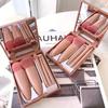 Con Caja de Espejo Brocha Cosmética Portátil Multifunción Fibra Artificial Brocha Cosmética de Viaje Brocha para Base de Maquillaje Brocha para Sombras de Ojos