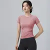Top Esportivo Feminino Gola Careca Slim Fit para Yoga Corrida Fitness Pilates Manga Curta Respirável Secagem Rápida Atacado