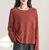 Suéter Tricot Casual, Delicado e Amigo da Pele para Mulheres 2025 Primavera & Outono Novo Estilo Popular Deste Ano Solto Tamanho Grande Camiseta de Base Top
