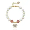 Pulsera de Perlas de Agua Dulce Alienígena para Mujer Estilo Ins Simple Elegante Colgante de Flor de Hielo Pulsera de Cristal de Fresa Pulsera para Novia Hermanas