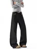 Jeans Anchos Estampado de Leopardo Negro Estilo Retro Americano Hombres Primavera Otoño Calle Alta Rectos Sueltos Pantalones de Piso Ropa para Hombres