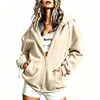 Cardigan Moletom com Capuz Cruzado Amazon Site Independente Outono e Inverno Cor Sólida Zíper Camisa Top Esportivo
