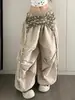 Calças Cargo Parachute em Camadas Estilo Americano para Mulheres, Calças Esportivas Finas de Secagem Rápida para o Verão, Calças Largas de Dança Jazz, Comprimento no Chão