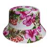 Chapéu de pescador com estampa floral europeia e americana feminino estilo férias algodão e linho estampado proteção solar chapéu balde casual ao ar livre tudo combina chapéu de proteção solar moda