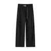 Pantalones Casuales Rectos de Estilo Nuevo para Hombre Primavera 2026 con Costuras Expuestas, Diseño de Cinturón, Talla Grande, Pantalones Casuales Versátiles