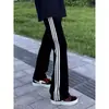 Pantalones rectos de tres rayas para hombre al por mayor del fabricante, estilo americano de alta calle, pantalones holgados de pierna ancha, pantalones casuales deportivos a rayas de marca de moda