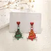 Pendientes navideños de diamantes con dibujos animados, transfronterizos europeos y americanos, pendientes asimétricos de alta gama para mujer, decoraciones navideñas