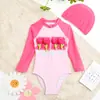 Roupa de Banho Infantil Estilo Coreano Manga Longa Branca para Meninas Proteção Solar Esportiva Fofa para Bebê Roupa de Banho de Férias