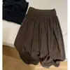 Pantalones holgados de tobillo color café para mujer, nuevo estilo coreano de otoño, pantalones anchos casuales y holgados, talla petite, pantalones tipo capullo de flor