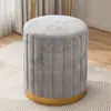 Banquinho Minimalista de Luxo Leve para Sala de Estar, Quarto, Maquiagem, Casa, Novo 2025, Banquinho Redondo de Madeira Maciça, Cadeira Giratória de Maquiagem em Couro Genuíno