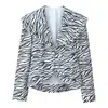 Comercio Exterior Ropa Europea y Americana Otoño Patrón de Cebra Sarga Traje Casual Chaqueta Falda Mini con Abertura Traje