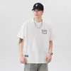 Camiseta de Manga Corta Transpirable Estilo Americano de Seda de Hielo para Hombre, Moderna de Verano con Cuello Redondo Holgada con Estampado de Letras de Media Manga