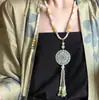 Novo Colar Pingente Rosa Estilo Chinês com Pingente Redondo, Borla de Vidro Estilo Antigo, Acessório para Hanfu Mamianqun