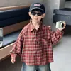 Camisa de manga larga estilo coreano para niños, colección primavera y otoño 2026, camisa de corte holgado para bebés, prenda exterior informal para niños