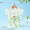 Mono de bebé de manga corta con cuello redondo de algodón estampado, mono de verano para recién nacido, cómodo, de dibujos animados, fino y moderno
