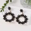 Brincos de flor vazados frescos e doces com diamantes completos anel de liga geométrica brincos da moda personalidade versátil