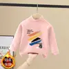 Camiseta Térmica de Manga Larga con Cuello Medio Alto de Forro Polar para Niños, Ropa Interior, Estilo Nuevo Otoño e Invierno, Top Cálido y Versátil