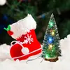 Decoraciones de Navidad adornos de escritorio regalo Cedro Verde puntos blancos luces LED árbol de aguja de pino Mini árbol de Navidad pequeño