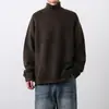 Suéter liso de cuello alto para hombre, tejido de punto de manga larga para otoño, suéter casual básico para hombre, ropa para hombre