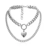 Accesorios Transfronterizos Europeos y Americanos Cadena de Moda Adorno para el Cuello Estilo Frío Multielemento Geométrico Corazón de Melocotón Conjunto de Collares Cadena