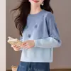Tejido de punto con flores tie-dye degradadas de manga larga para mujer Otoño e Invierno 2025 Nuevo Top Básico de Punto Holgado Estilo Perezoso