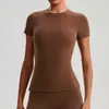 Top de yoga ajustado de manga corta para mujer transfronterizo, camiseta deportiva casual de secado rápido para correr y fitness 2009