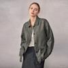 Chaqueta de Trabajo de Lino Puro Estilo Old Money de Alta Gama para Mujer, Otoño e Invierno, Gabardina con Silueta de Solapa, Estilo Corto con Cinturón, Cárdigan de Corte Relajado