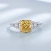 Anillo cuadrado de plata esterlina S925 para mujer con corte de flor de hielo y diamante de alto carbono, moda europea y americana, lujo ligero, Amazon europeo y americano, transfronterizo