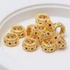 Acessórios franceses antigos de ouro incrustados com zircônia colorida anel duplo com furo grande contas espaçadoras contas de ábaco joias DIY feitas à mão joias