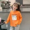 Top Base Camada de Algodão Puro para Bebês Meninas Fofo Outono Tendência Roupa Estilo Primavera e Outono Moda Coreana Estampa de Desenho Animado Meninas Camiseta de Manga Longa
