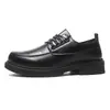 Zapatos de cuero para hombre de suela gruesa negra, zapatos de trabajo con cordones estilo británico, cuero suave, resistentes al desgaste, que aumentan la altura, zapatos formales para novio