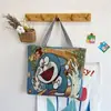 Bolsa de Lona Feminina Moda Casual Bolsa de Ombro Bolsa Tote para Trabalho Bolsa de Mão Bolsa de Lona Desenho Animado Bordado Hui Li