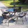 Silla de ratán para exterior, balcón, ocio, hierro, patio, exterior, exterior, jardín, respaldo, impermeable, mesa y silla de ratán, combinación