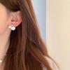 Nuevos pendientes de plata S925 con forma de estrella de mar y concha de niña, con forma de corazón, elegantes y creativos de Corea del Sur, con nicho asimétrico de perlas.