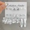 Nuevo Juego de Pendientes de Estilo Europeo y Americano con Rayas Trenzadas, Diseño Retro Geométrico, Sensación Simple y de Alta Gama, Juego de Pendientes de Botón de Nueve Piezas para Mujer